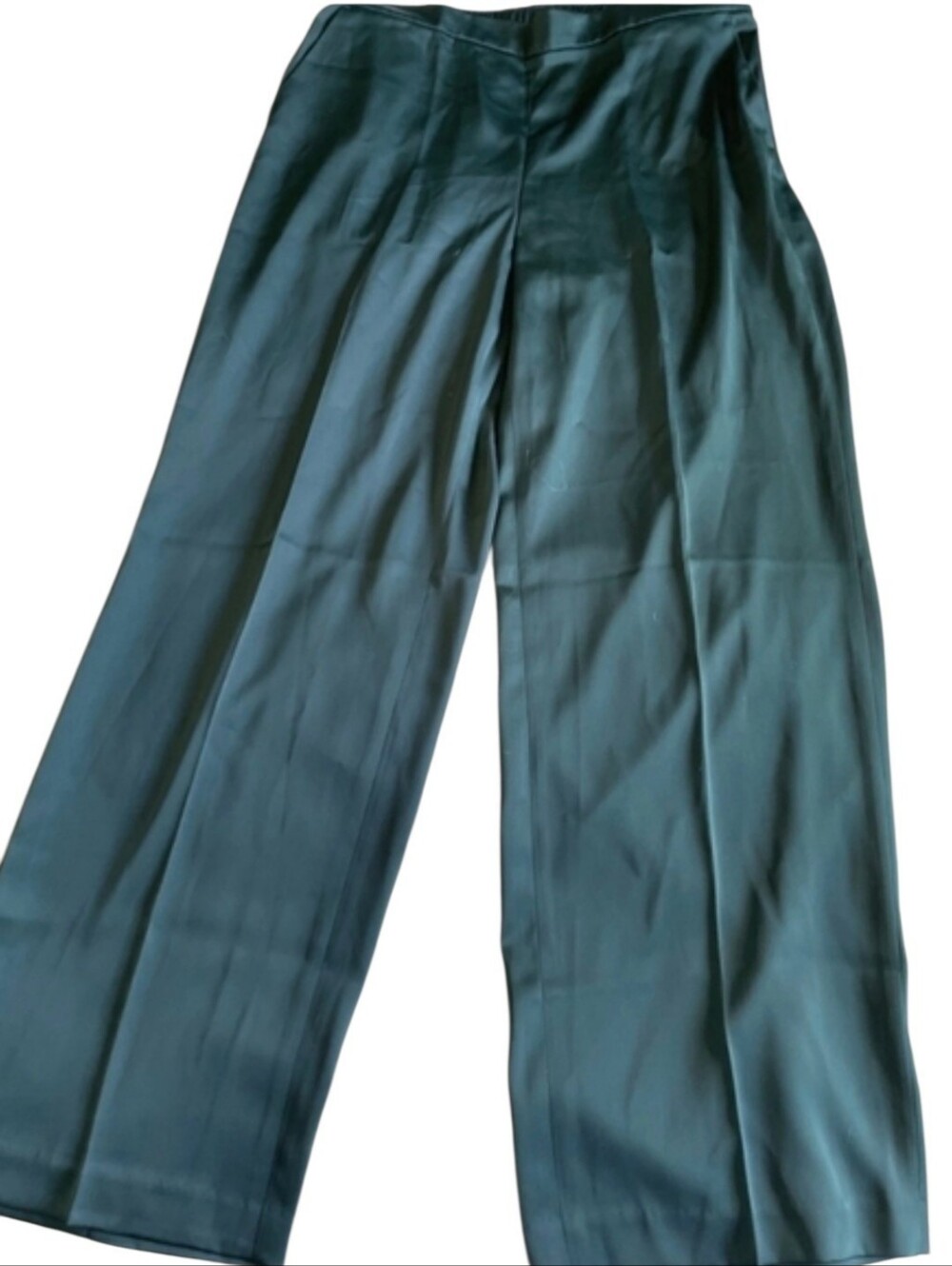 NWT Anne Klein Size Large Green Pine Forest Satin Pull On Pants